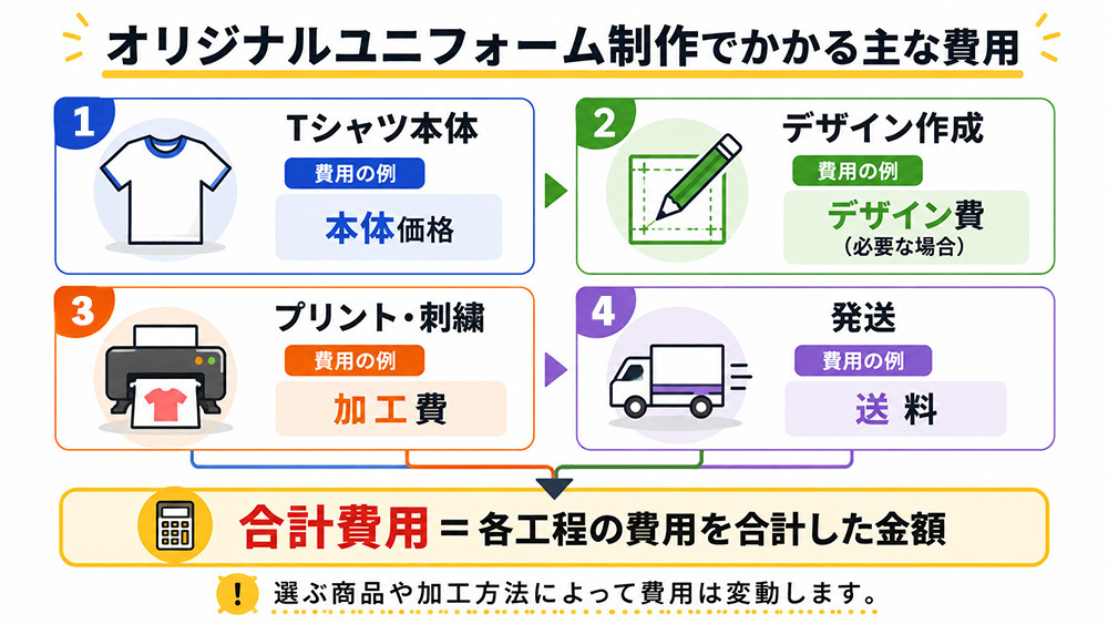 オリジナルユニフォーム制作工程別の値段