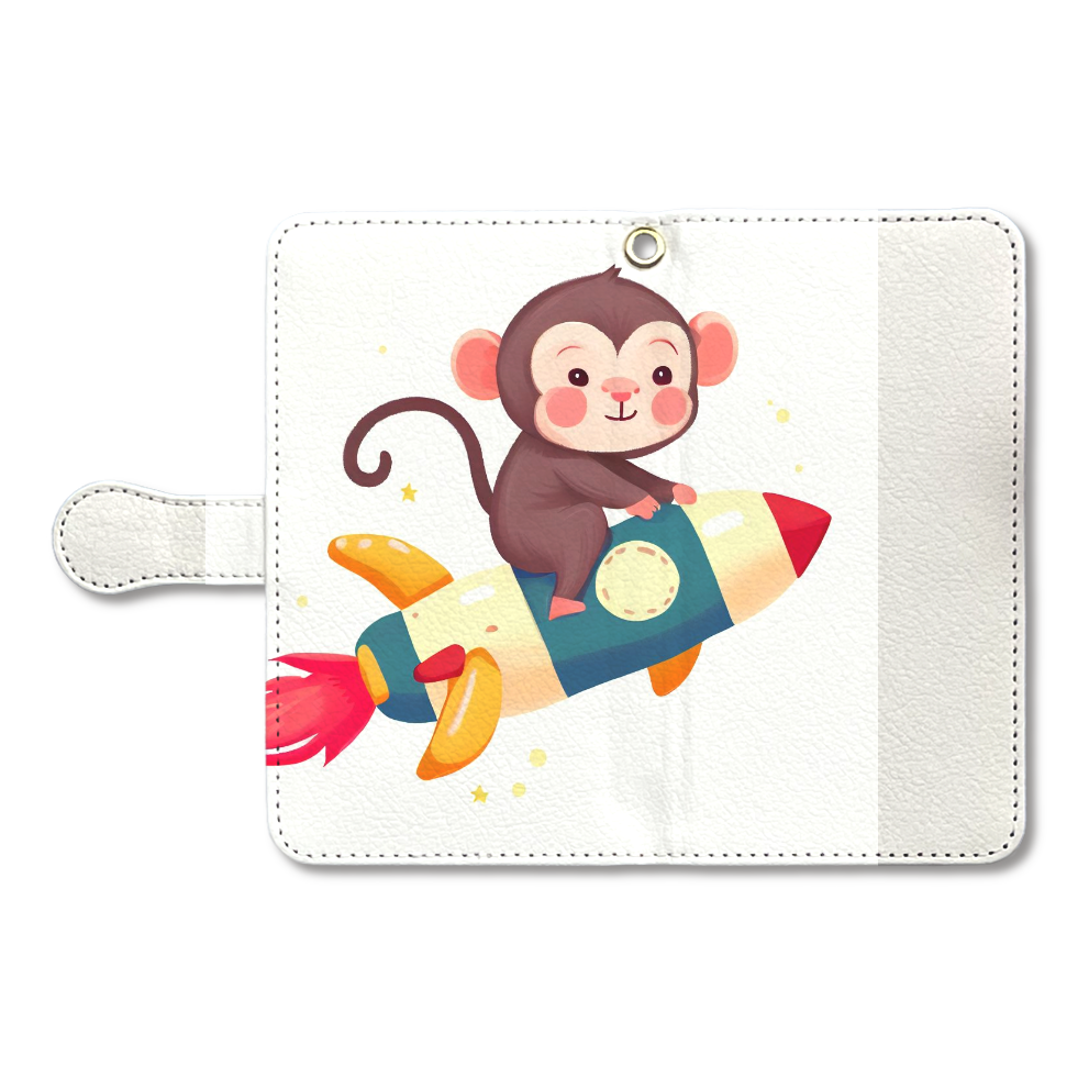 Monkey on a rocket（ロケットに乗る猿）-手帳型ベルト付きアンドロイド M