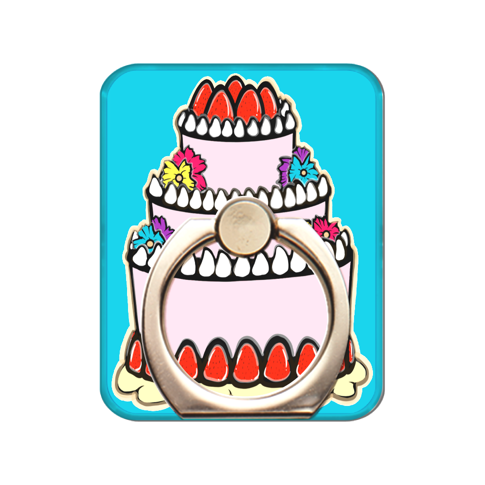 幸せイチゴケーキのスマホリング！(イチゴ)-スマホリング (スクエア型)