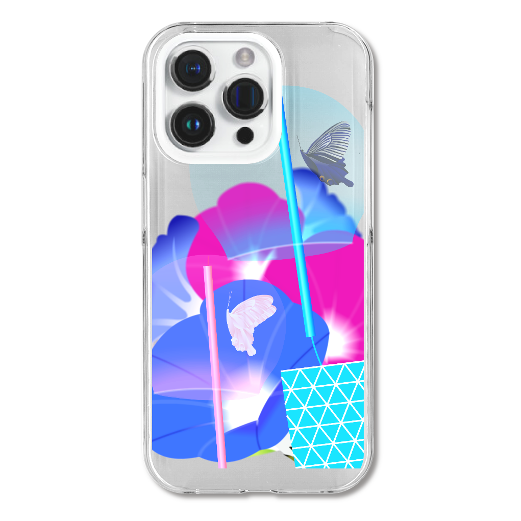 風鈴と朝顔1  iPhone15 Pro (透明) (ハードケース)