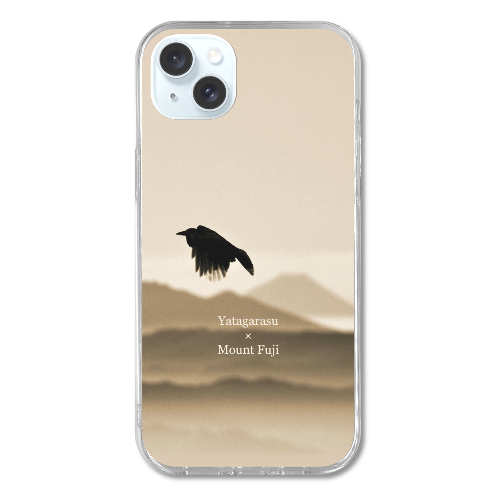 八咫烏と 富士山 Yatagarasu toMount Fuji サッカー セピア iPhone15 Plus TPUｹｰｽ    