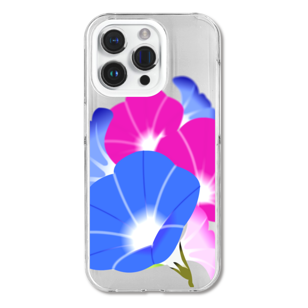 朝顔11　iPhone15 Pro (透明) (ハードケース)