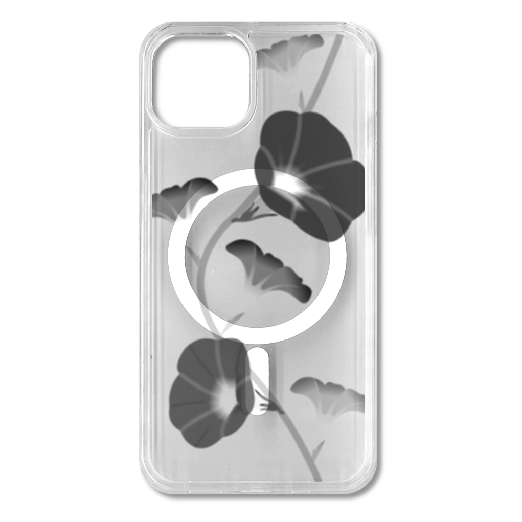 朝顔 黒透過  iPhone13 MagSafe対応 耐衝撃クリアケース