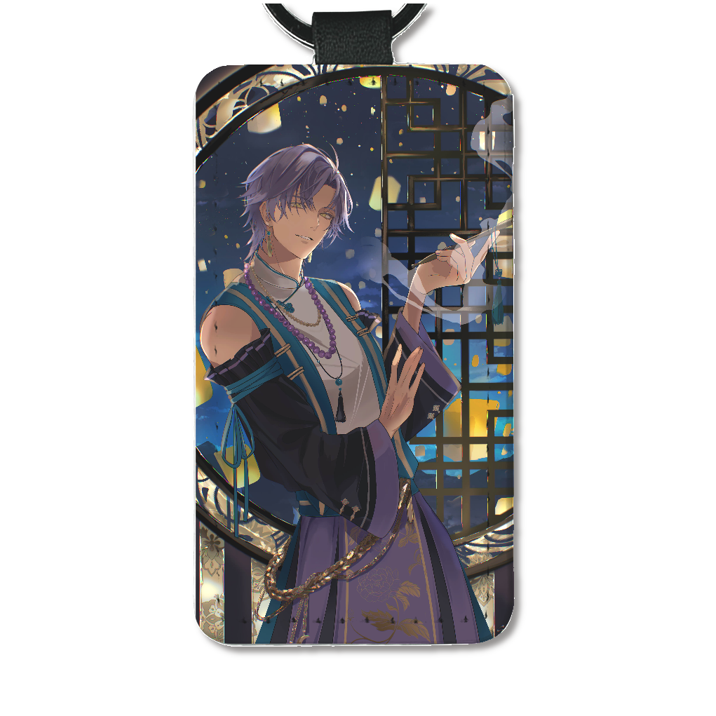 中華一枚絵レザーキーホルダー