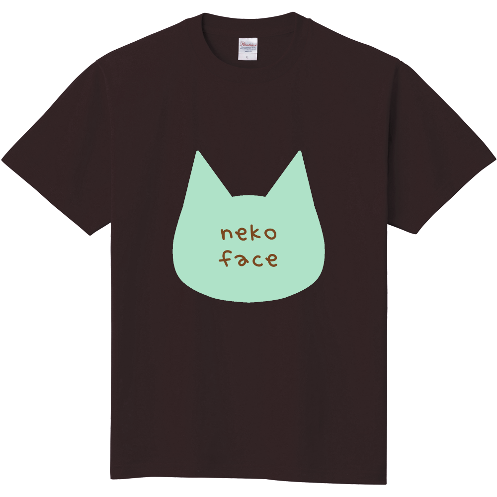 ねこフェイスtシャツ チョコミント シンプル猫雑貨 Meru Mugi