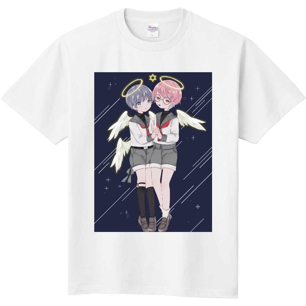 ʚ 2人の天使 ɞ 片面印刷 イラスト背景有ver オリジナルtシャツを簡単自作 無料販売up T 最安値