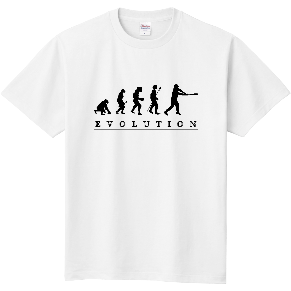 人類の進化シリーズ 野球 おもしろデザイン オリジナルtシャツのup T