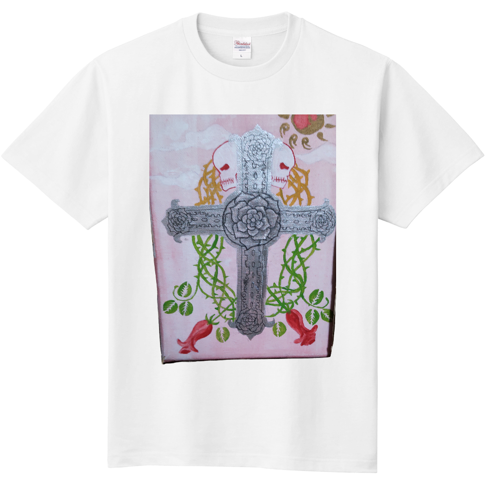 骨と薔薇十字架tシャツ2 オリジナルtシャツを簡単自作 無料販売up T 最安値