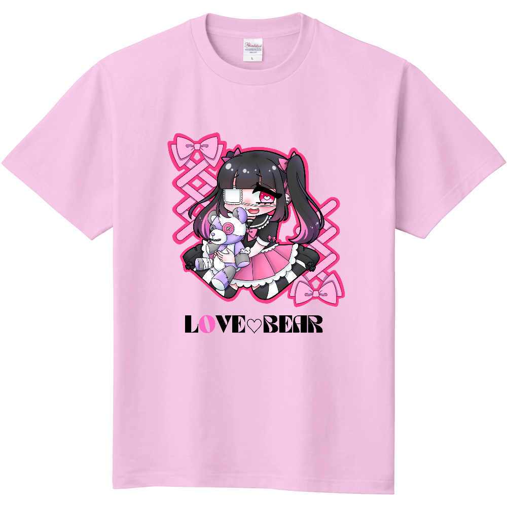 Magical Peach オリジナル「LOVE BEAR」Tシャツ　O203　背景なし　ピーチ|オリジナルTシャツのUP-T