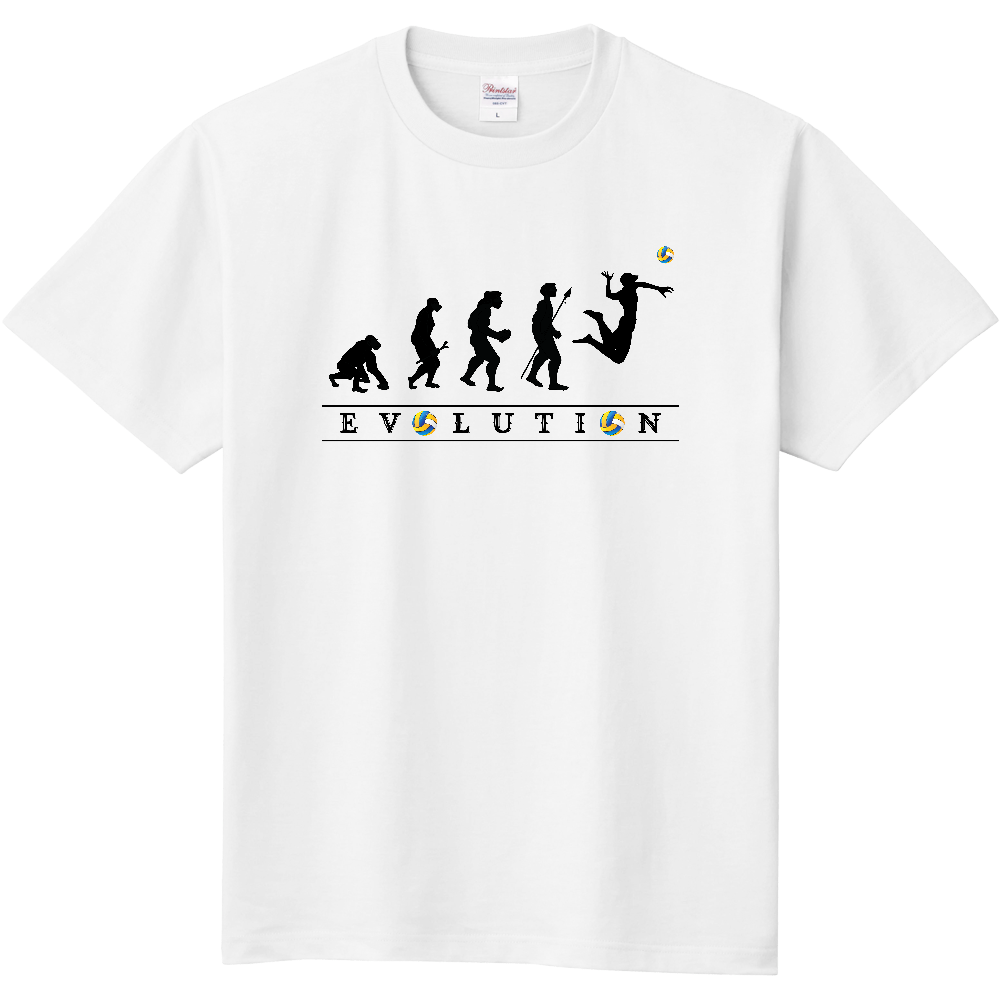 人類の進化シリーズ バレーボール おもしろデザイン オリジナルtシャツを簡単自作 無料販売up T 最安値