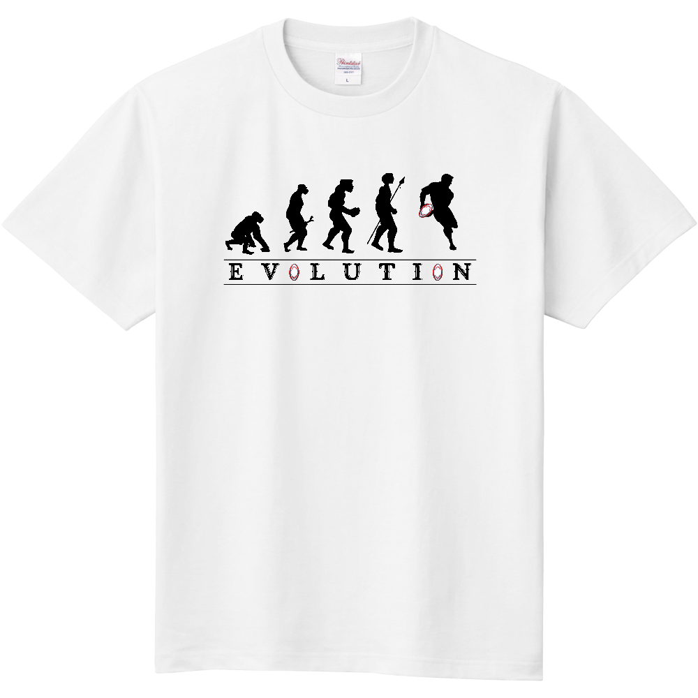 人類の進化シリーズ ラグビー おもしろデザイン|オリジナルTシャツのUp-T