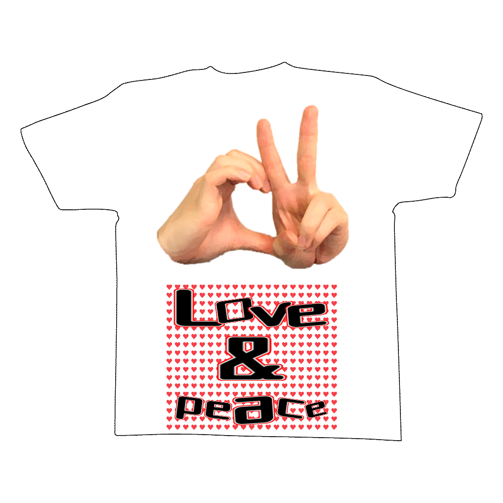 Love Peaceリアルハンドサインビックプリントtシャツ オリジナルtシャツを簡単自作 無料販売up T 最安値