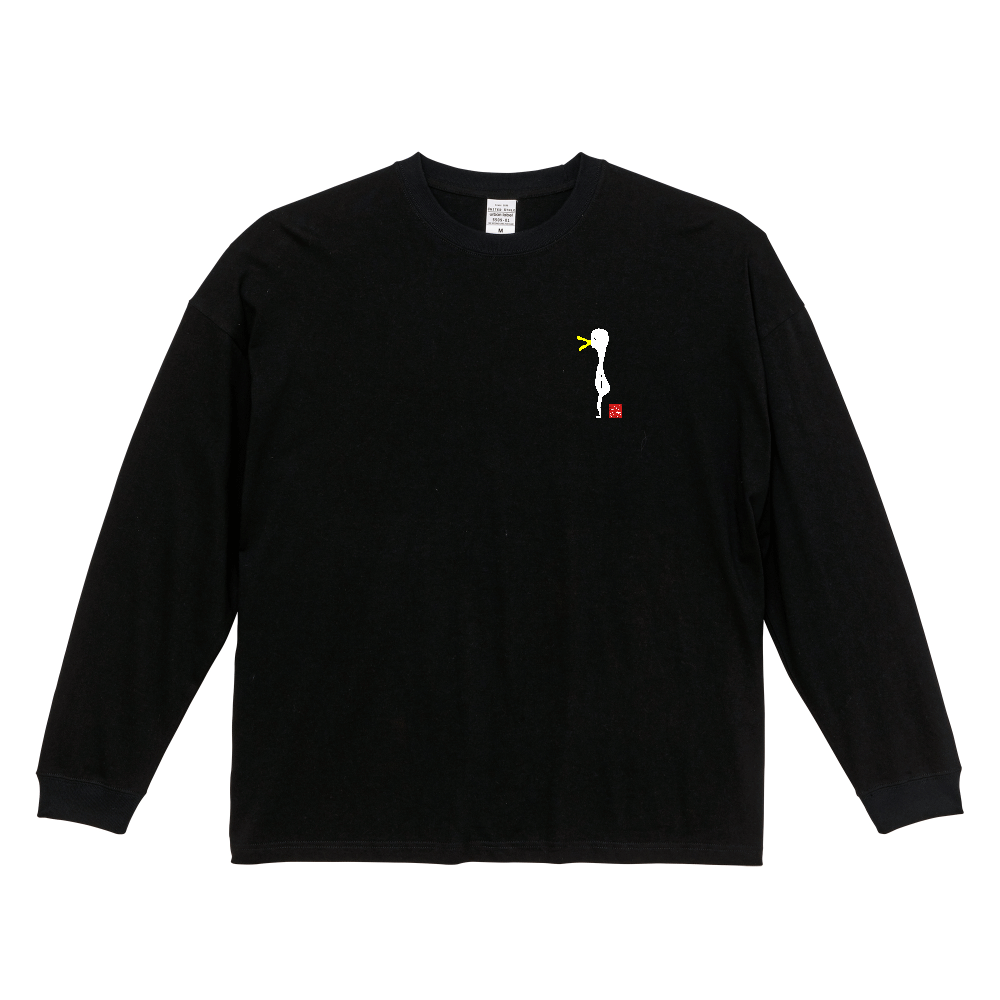 ゆるいとり(鳥) ロングスリーブTシャツ ブラック(黒)