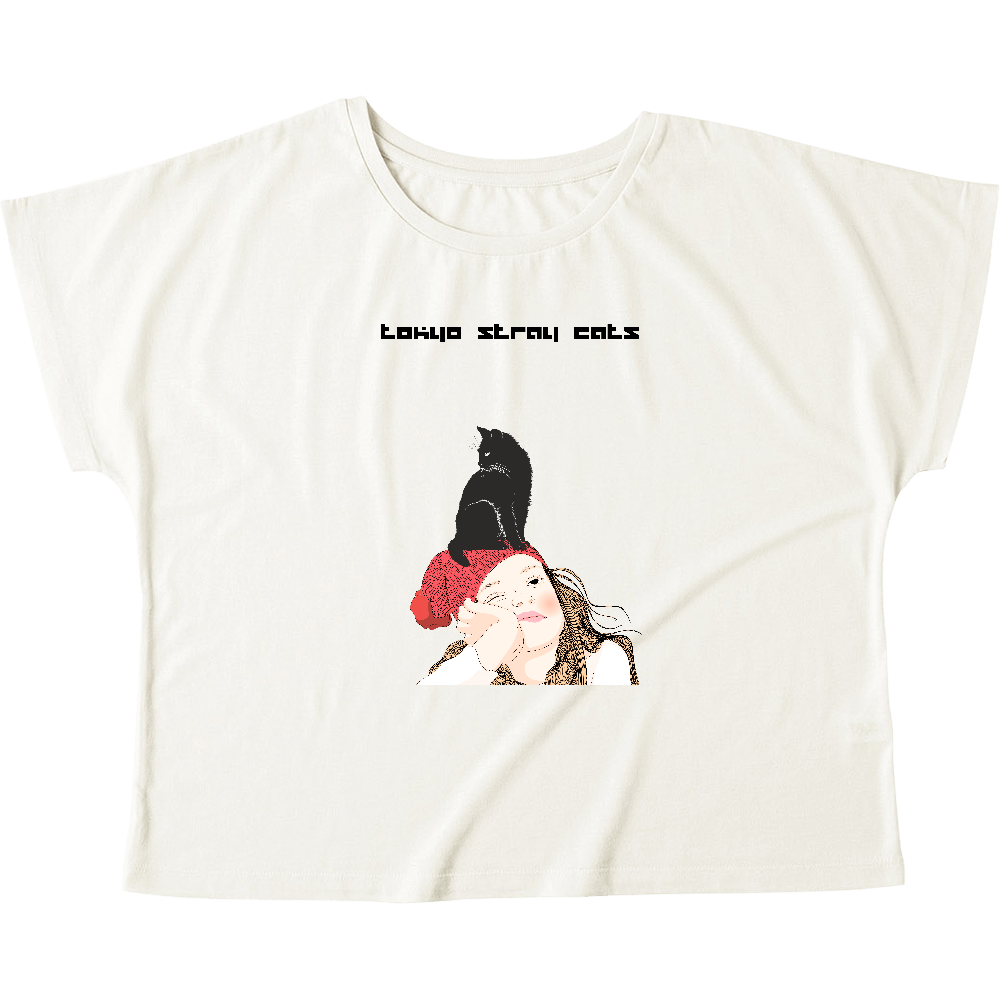 「TOKYO STRAY CATS - ノラ猫と女の子」ウィメンズ ドルマン Tシャツ