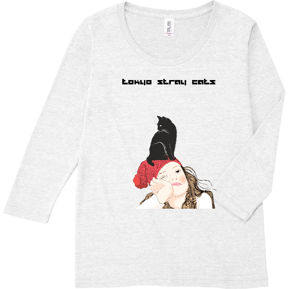 「TOKYO STRAY CATS　- ノラ猫と女の子」 トライブレンド7分袖レディースTシャツ