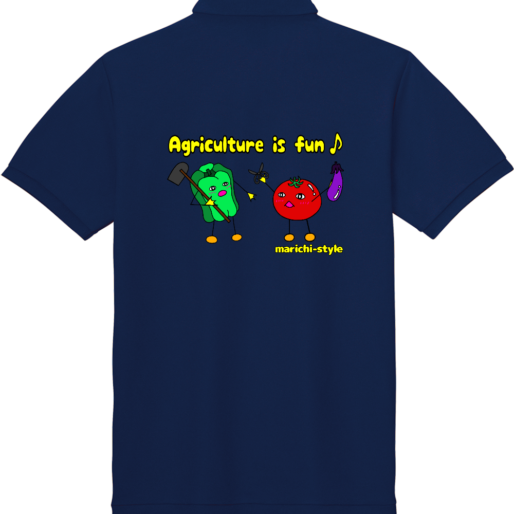野菜’sピーマン＆トマト『農業は楽しい♪』ポロシャツ