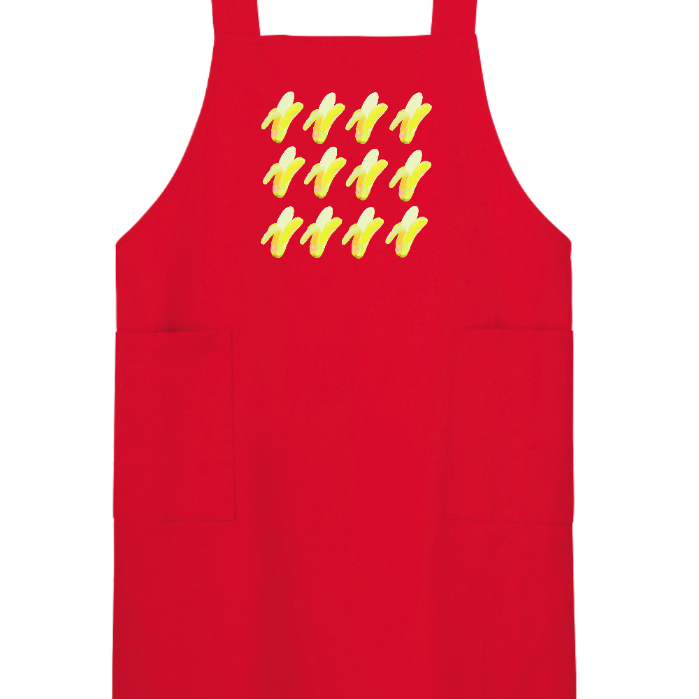バナナ バナナ バナナ エプロン レッド