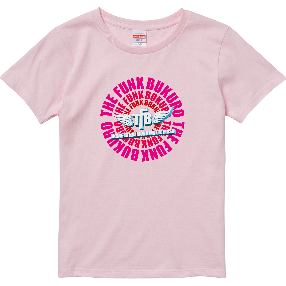 【ザ・ファンクブクロ】　レディースTシャツ　[ベビーピンク&ホワイトロゴ]