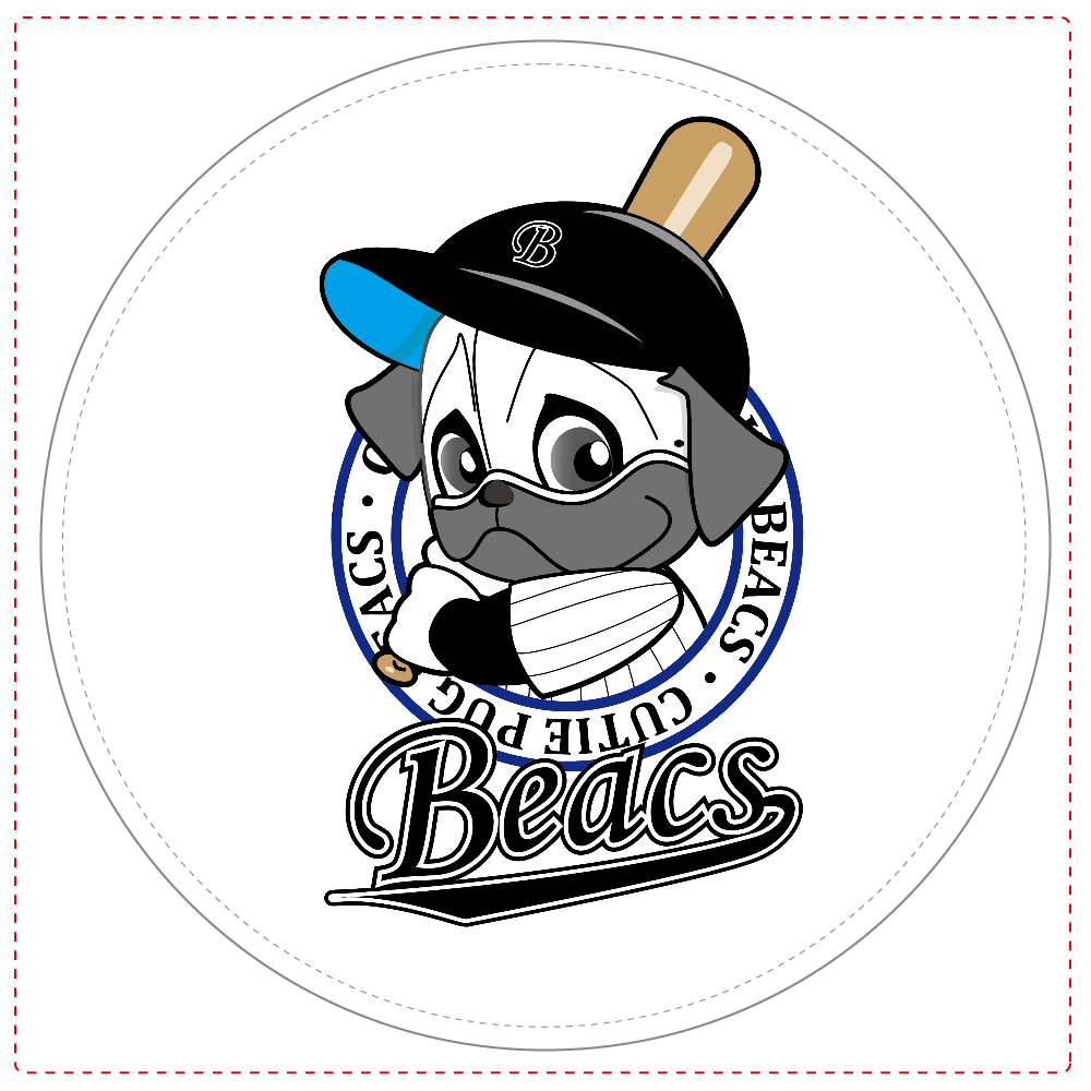 cutie pug BEACS baseball