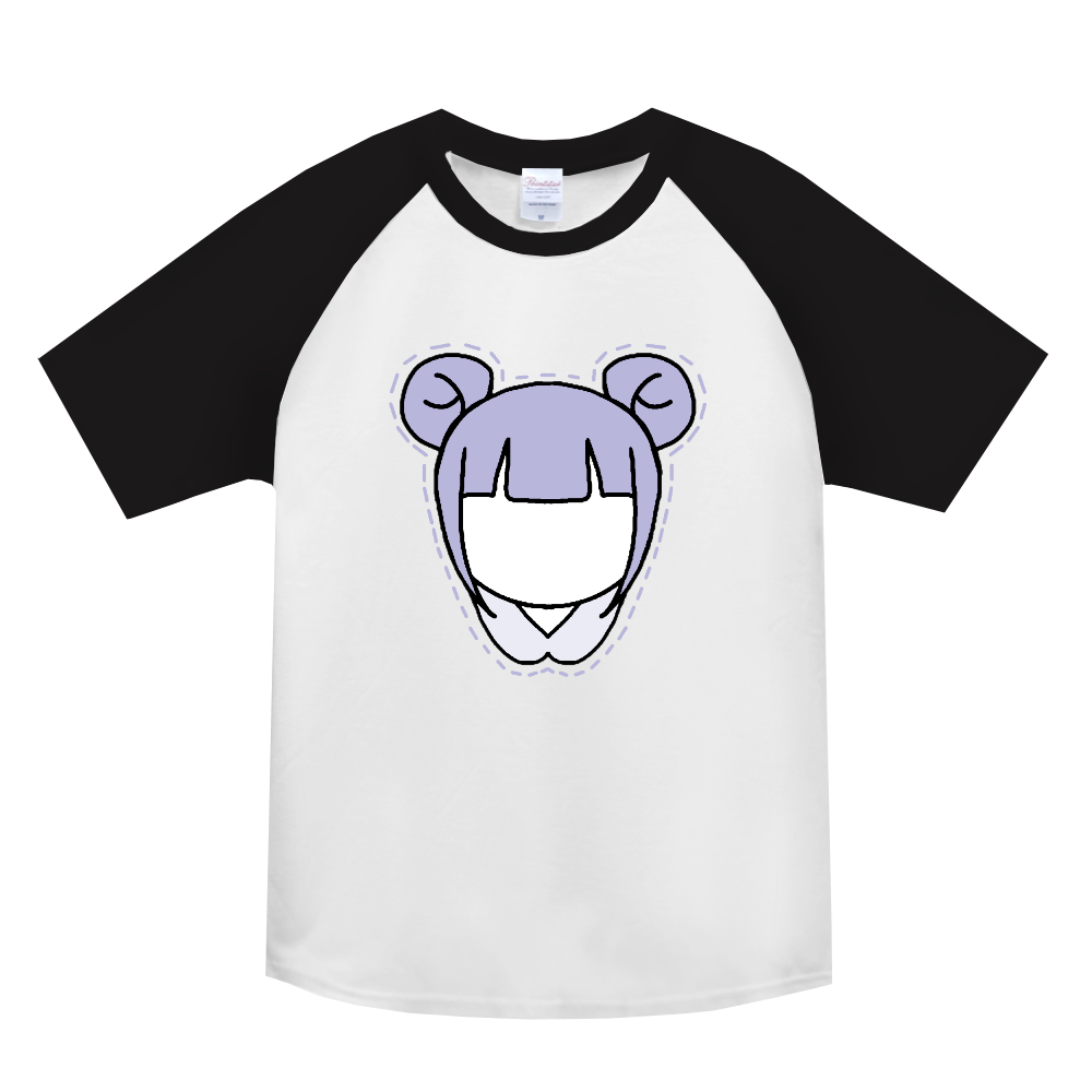 にじいろが～る　ぶる～ちゃん　ヘビーウェイトラグランTシャツ　ホワイト × ブラック