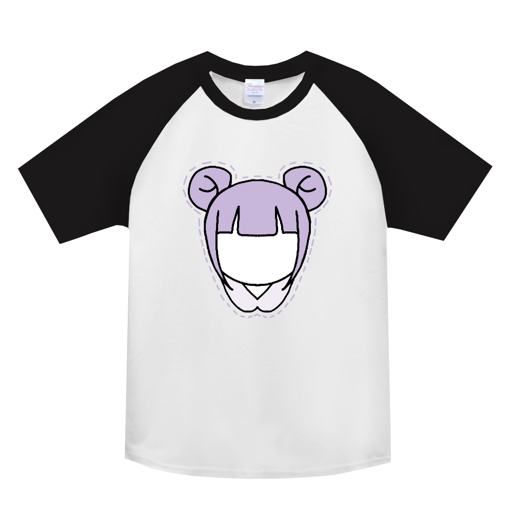 にじいろが～る　ぱ～ぷるちゃん　ヘビーウェイトラグランTシャツ　ホワイト × ブラック