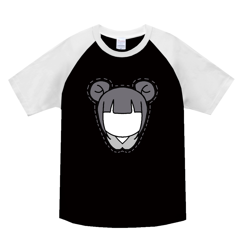 にじいろが~る ぶらっくちゃん ヘビーウェイトラグランTシャツ ブラック × ホワイト