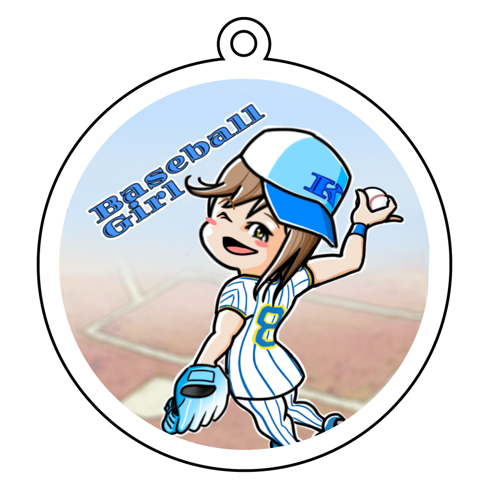 野球女子キーホルダー(大)