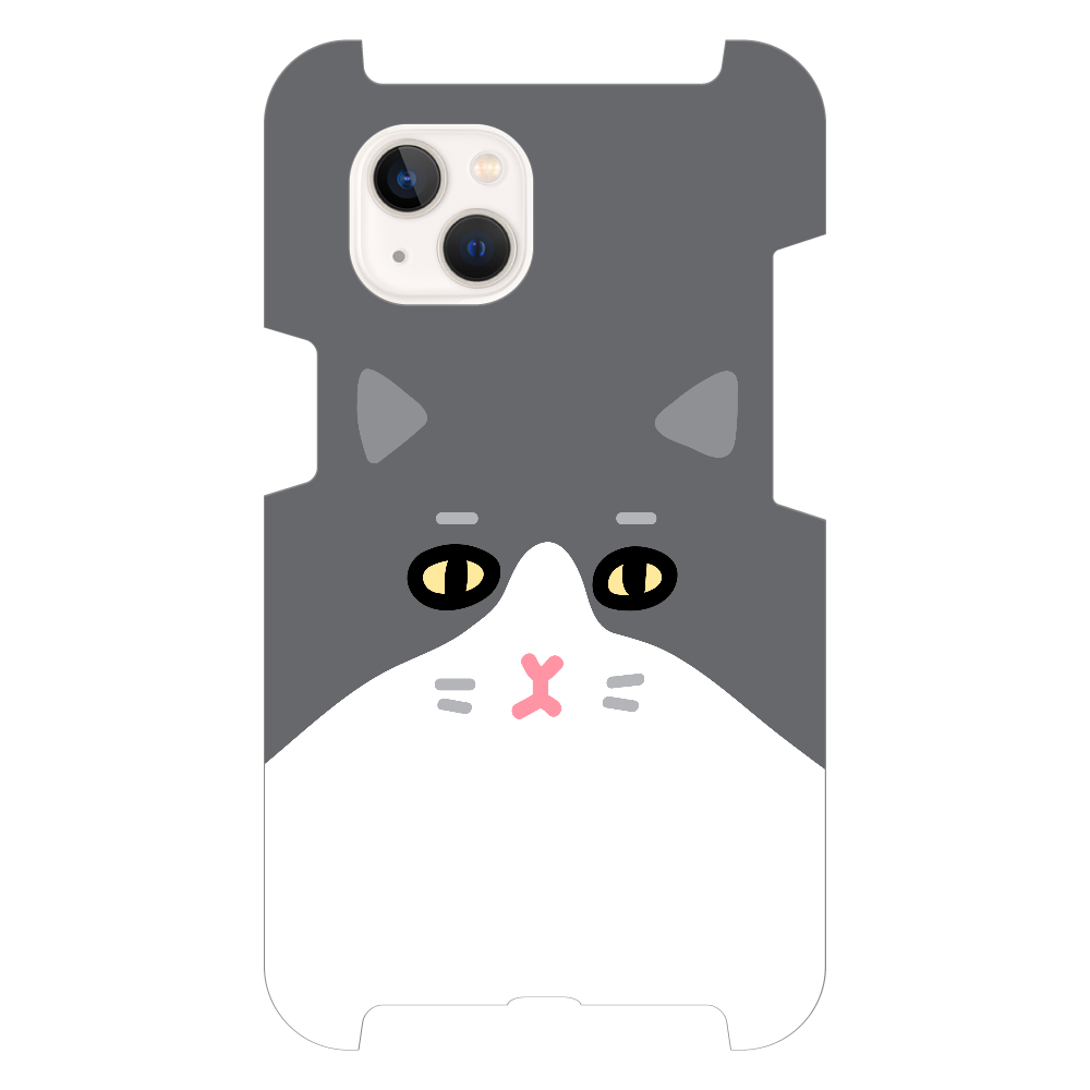 グレーのハチワレ・ケース