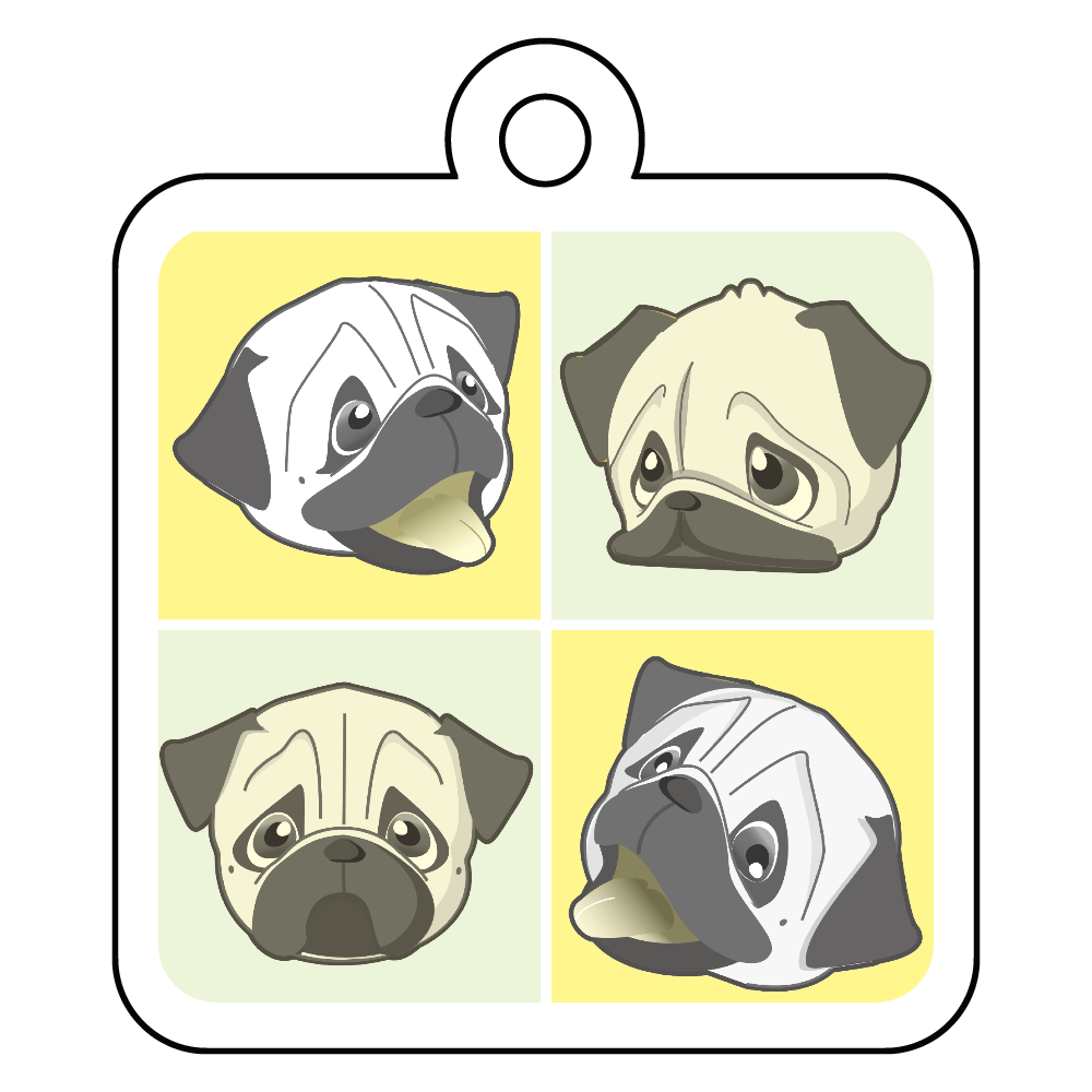 パグ4面相キーホルダー