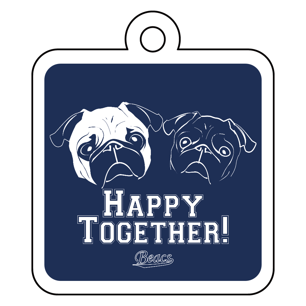 Happy Togetherキーホルダー_四角型ネイビー