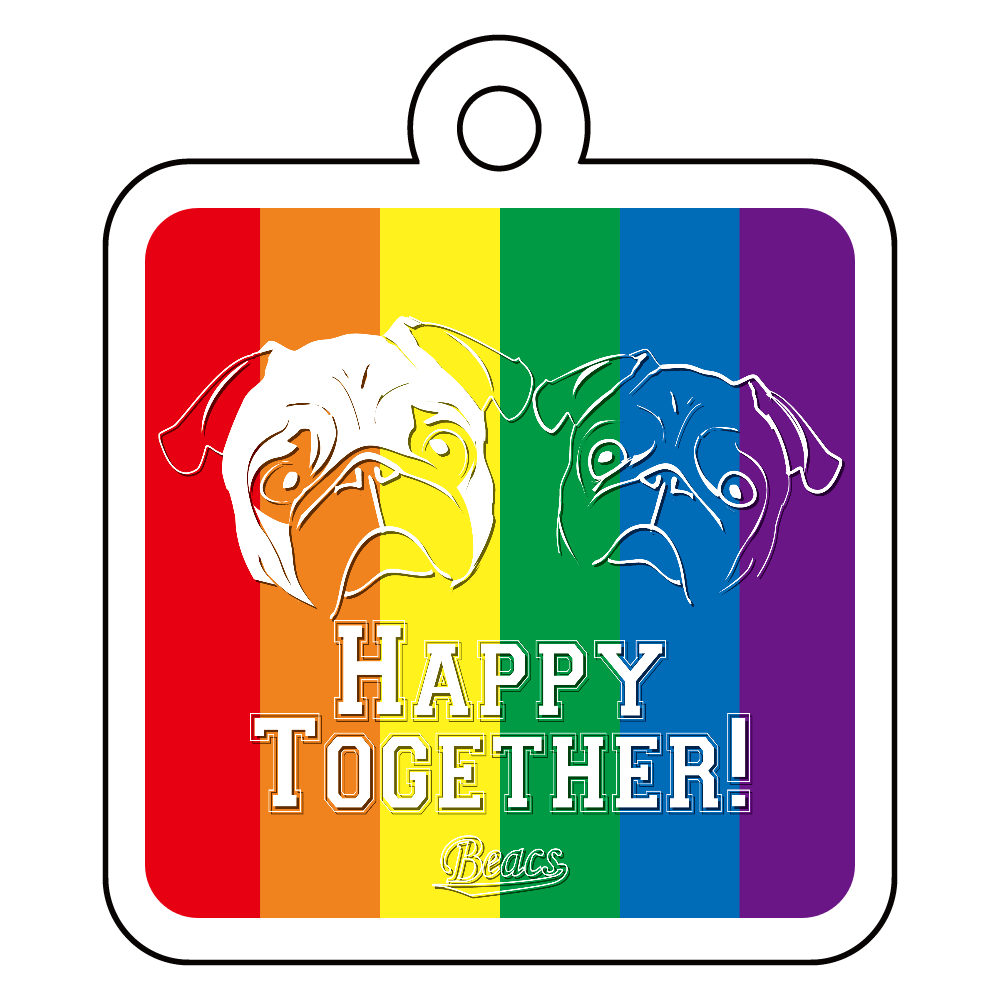 Happy Togetherキーホルダー_四角型レインボーカラー