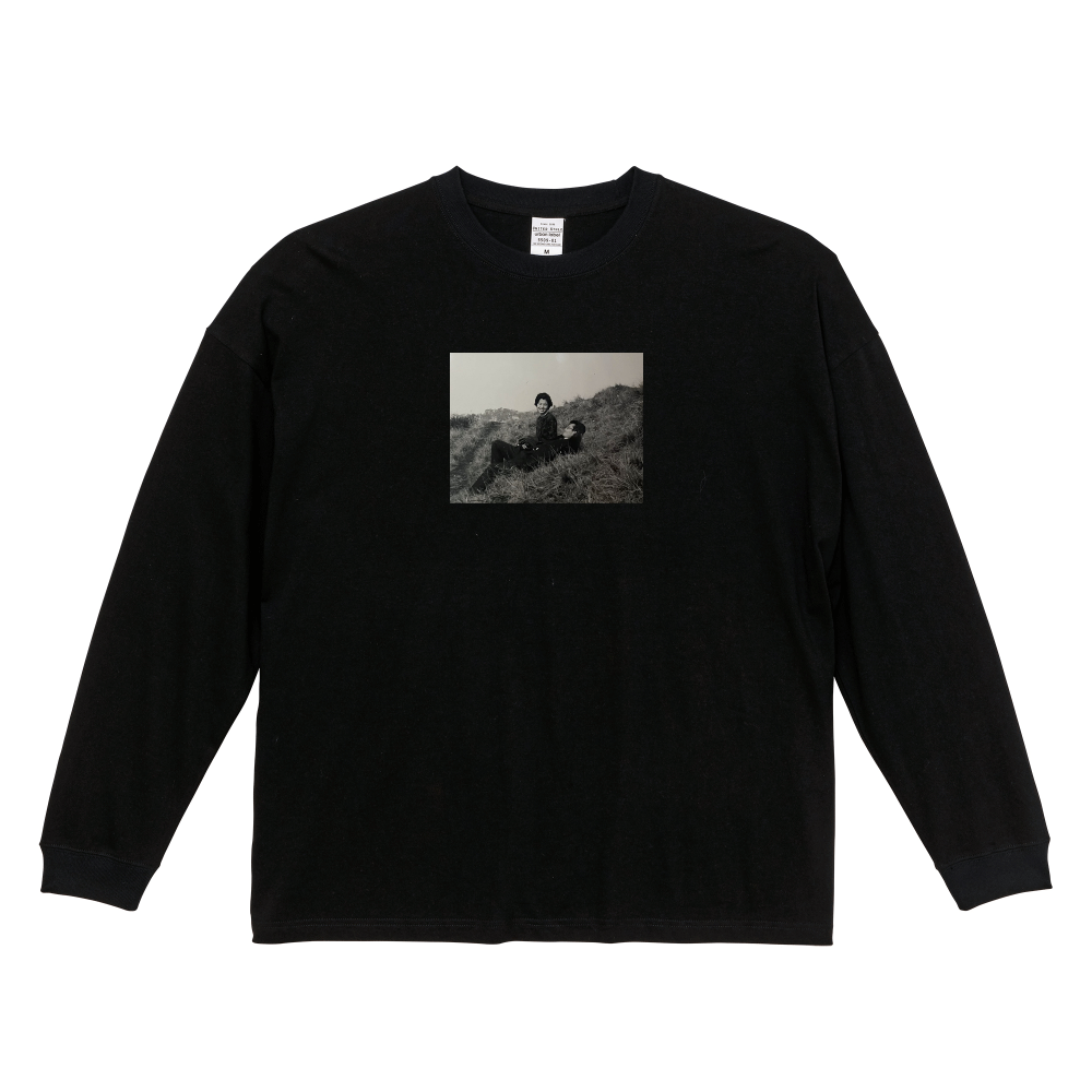 原っぱデートビッグシルエットロングTシャツ／ブラック