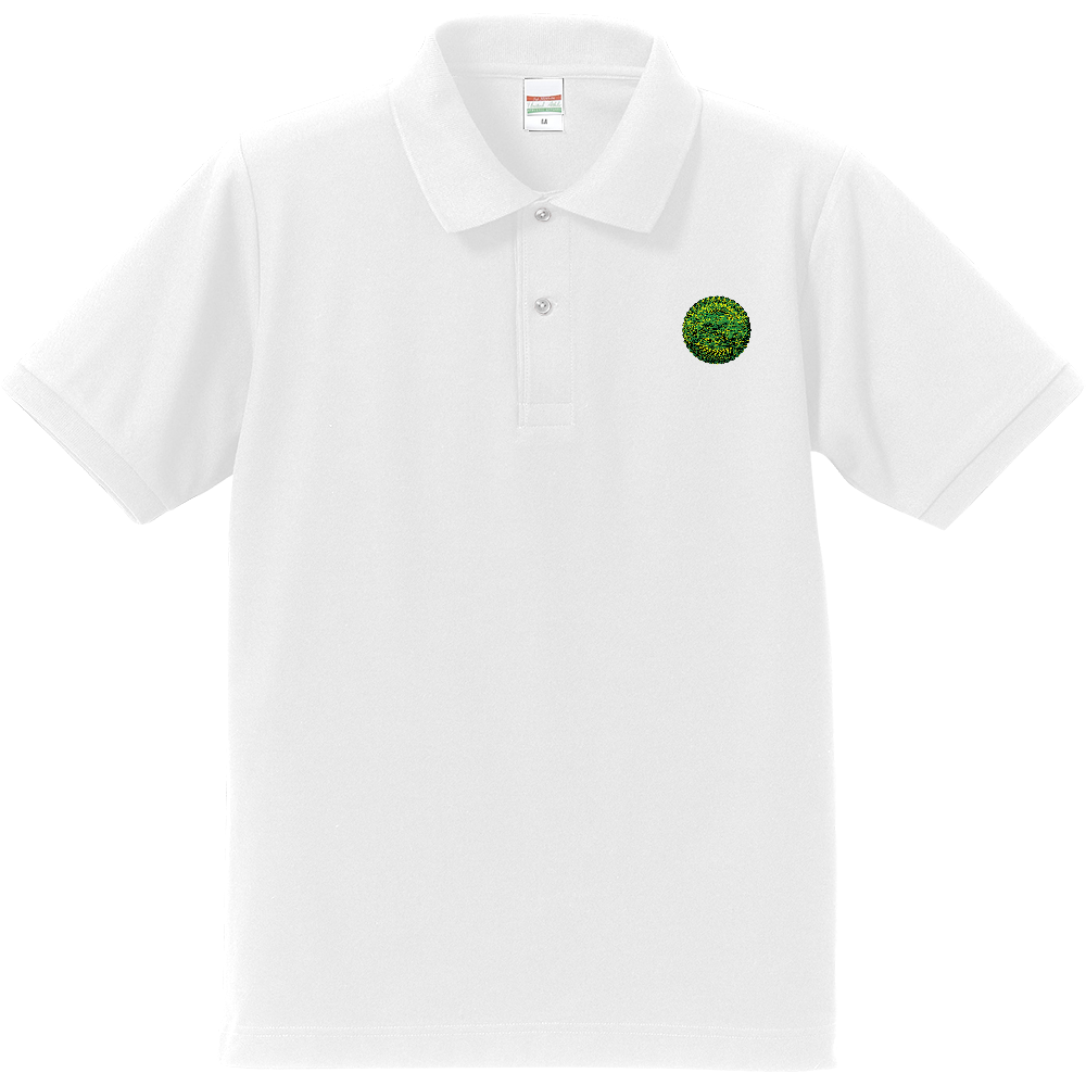 視線アートポロシャツ Bハート&ブラックロゴ