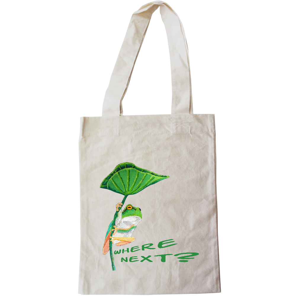 FROG NARI ロゴ＆Where next? 蓮蛙 ドイツテューテ型エコバッグ