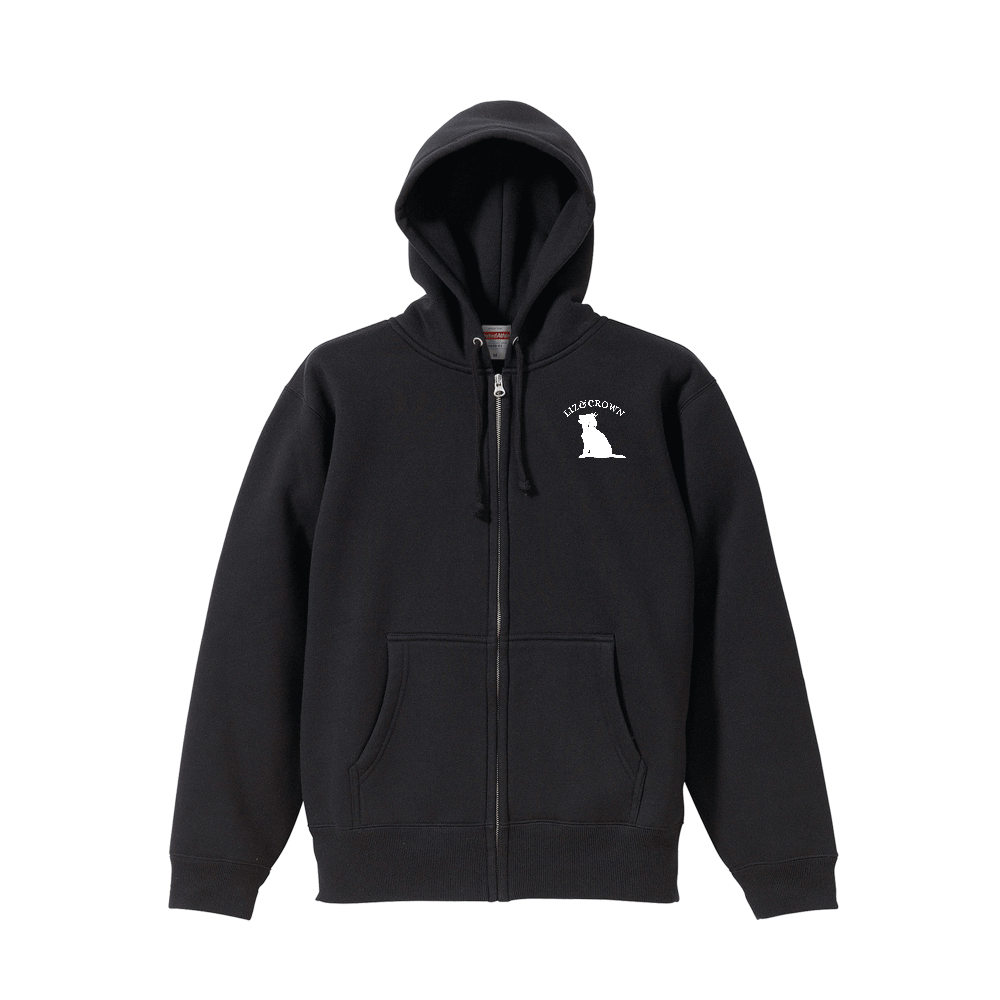 vol.7 【LIZ&CROWN paw prints edition】スウェットフルジップパーカー 白ロゴ