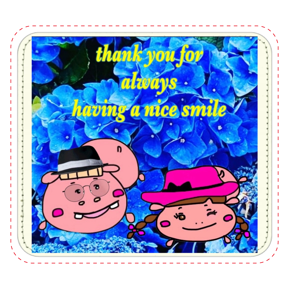 紫陽花とカバカップルマウスパッド