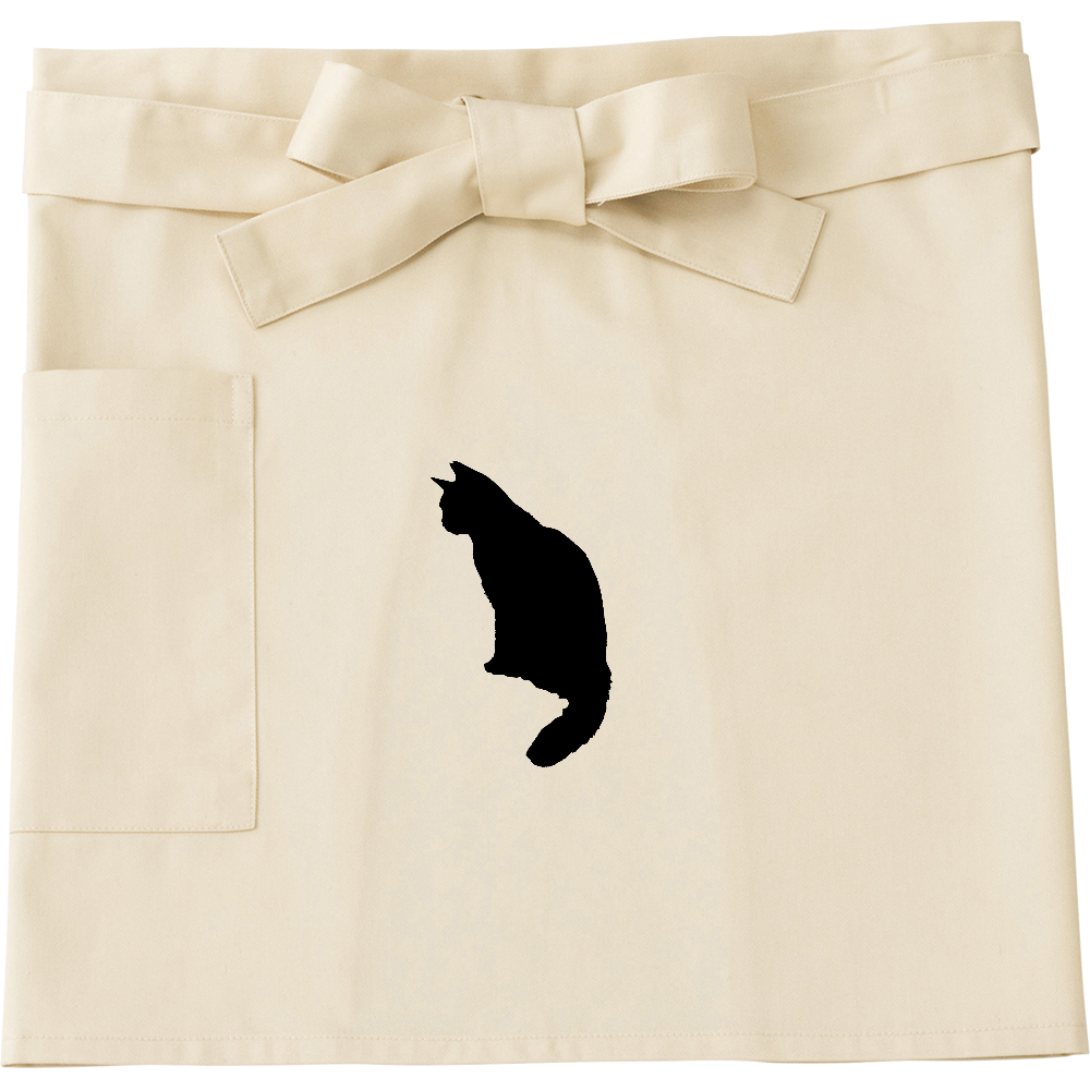 猫のシルエットエプロン（黒）