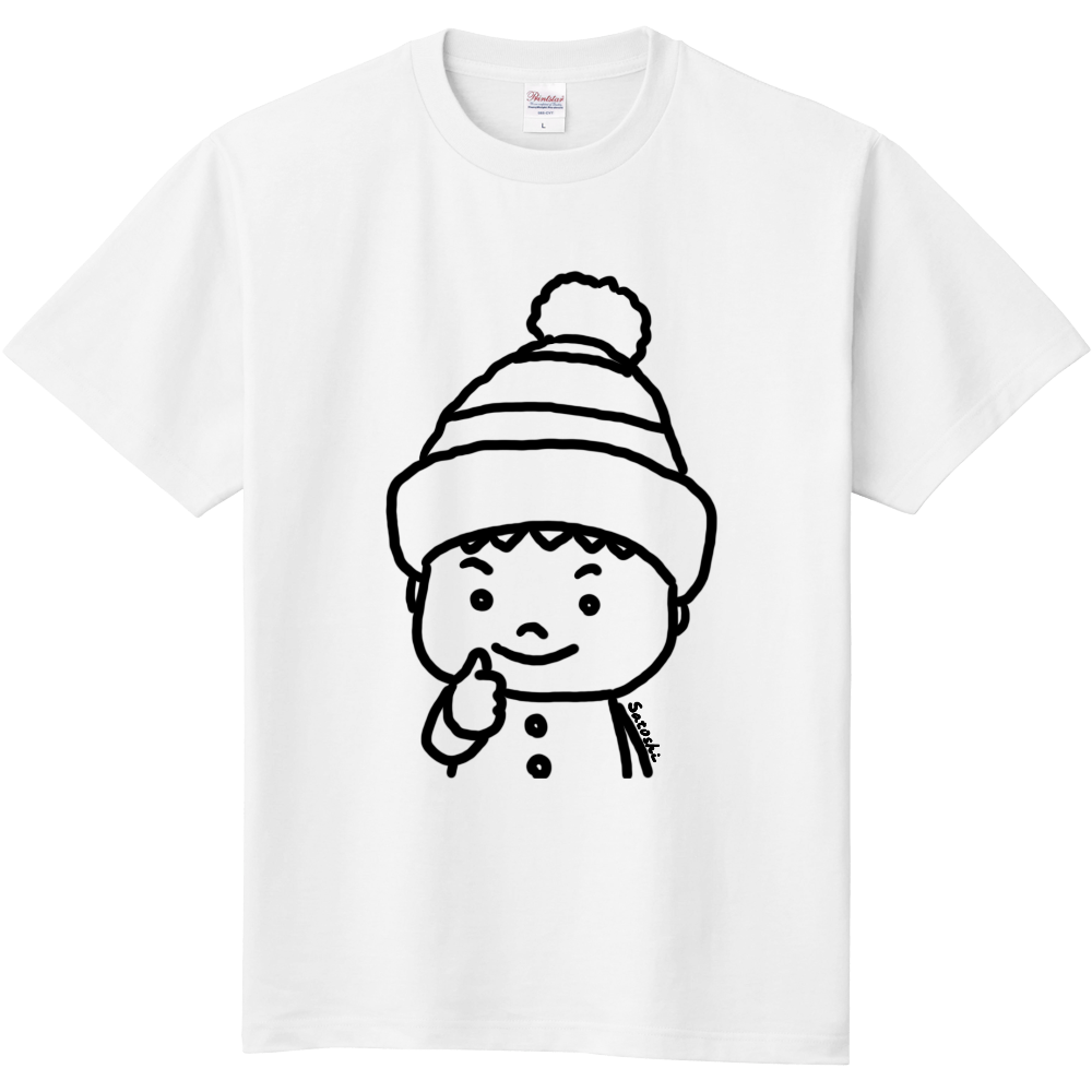 ニット帽SatoshiくんTシャツシャツ-定番Ｔシャツ