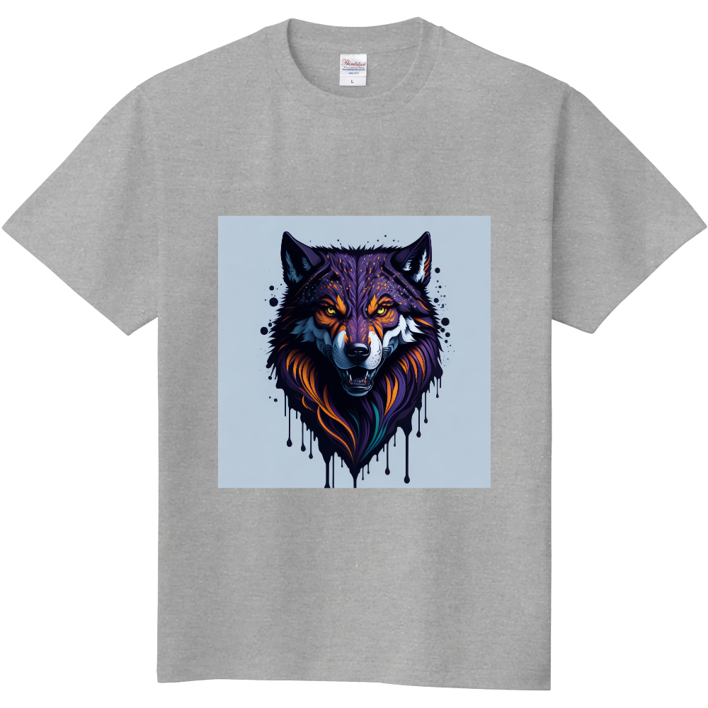 leonair splash 狼08 定番Tシャツ杢グレー