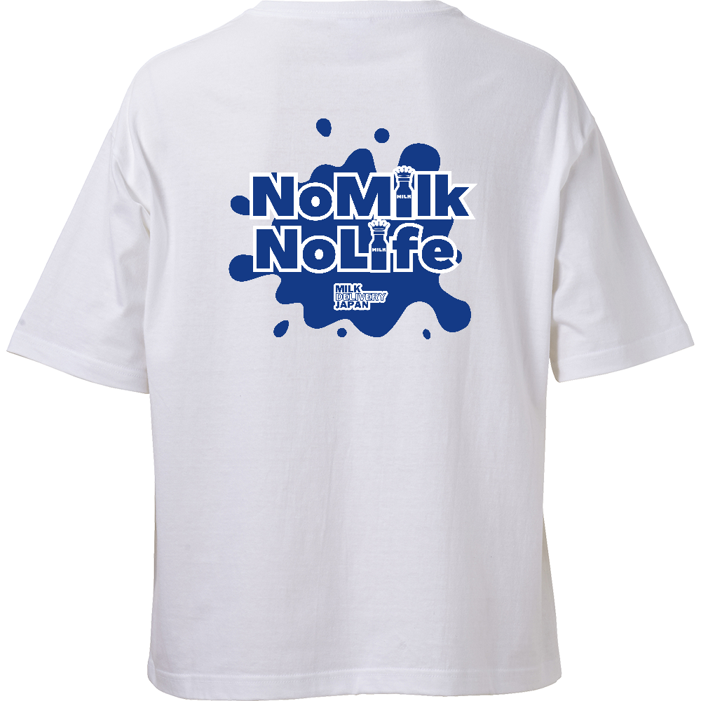 「 No Milk No Life 」ビックシルエット(胸ポケット付)Tシャツ-ビッグシルエットTシャツ（ポケット付）