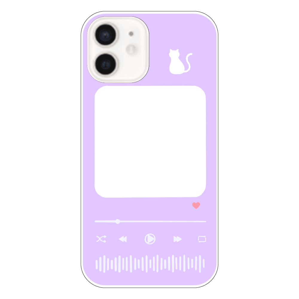 iPhone12 音楽再生画面風スマホケース(猫)