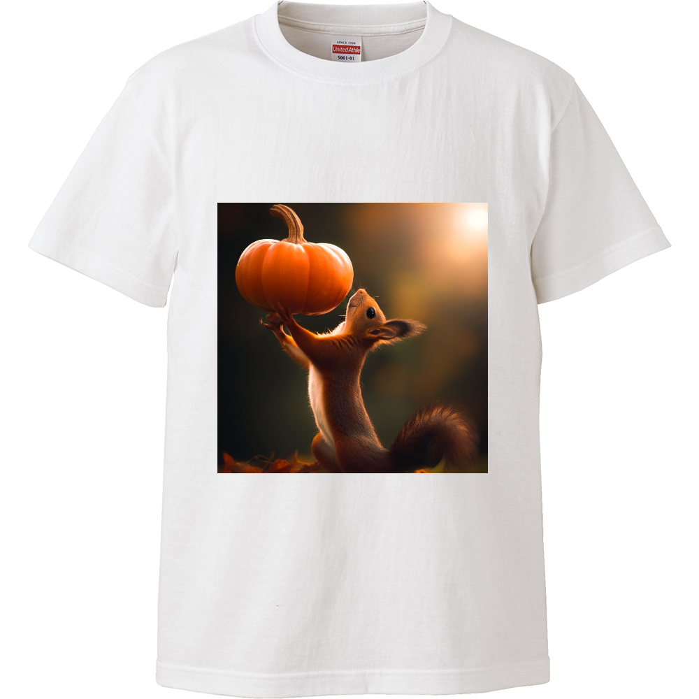 Squirrel with pumpkin（かぼちゃとリス）