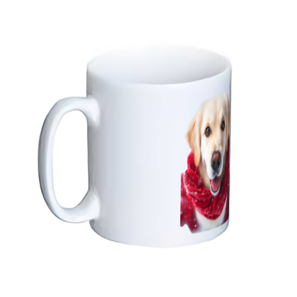 Dog with scarf（マフラーをつけた犬）-マグカップ  ホワイト