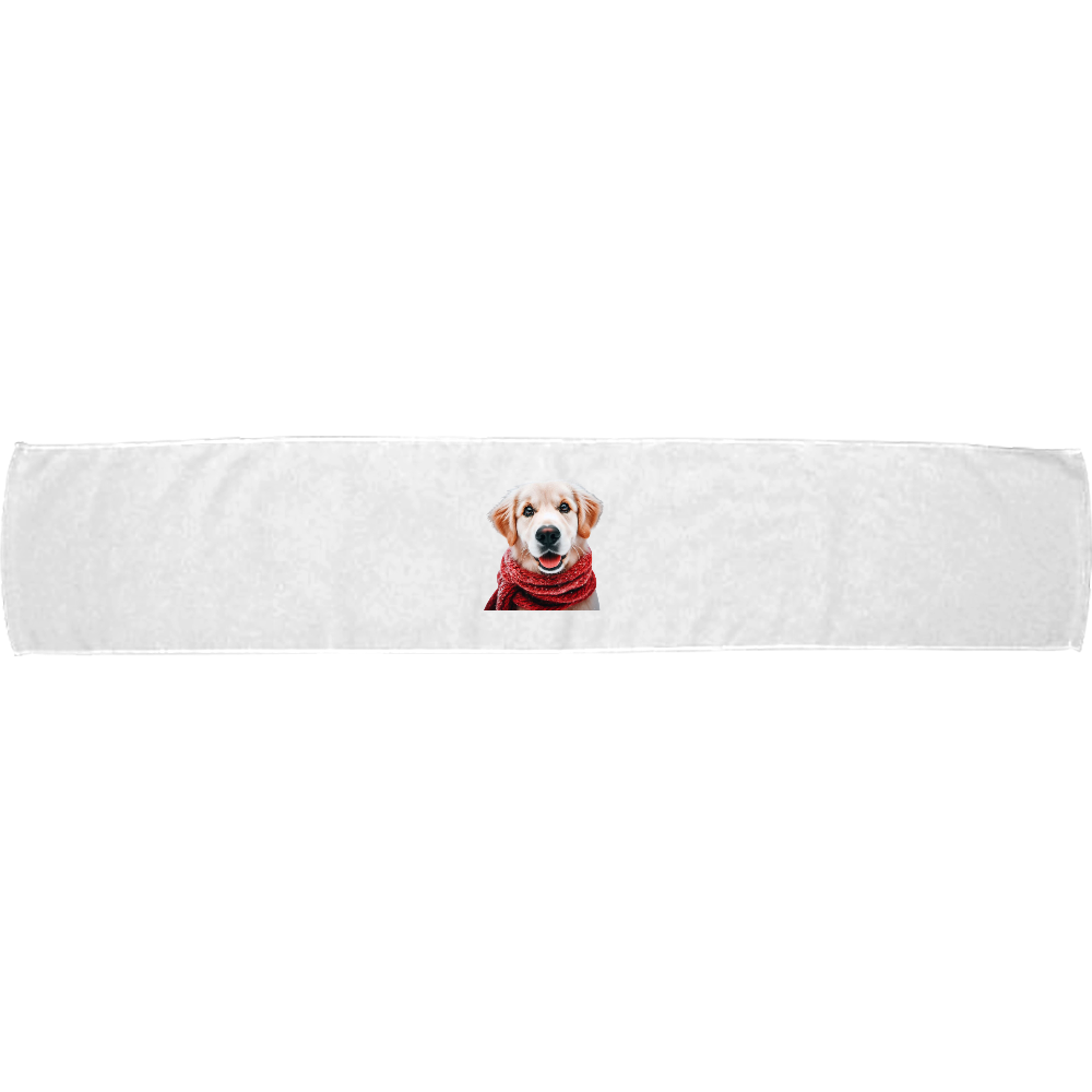 Dog with scarf（マフラーをつけた犬）-カラーマフラータオル