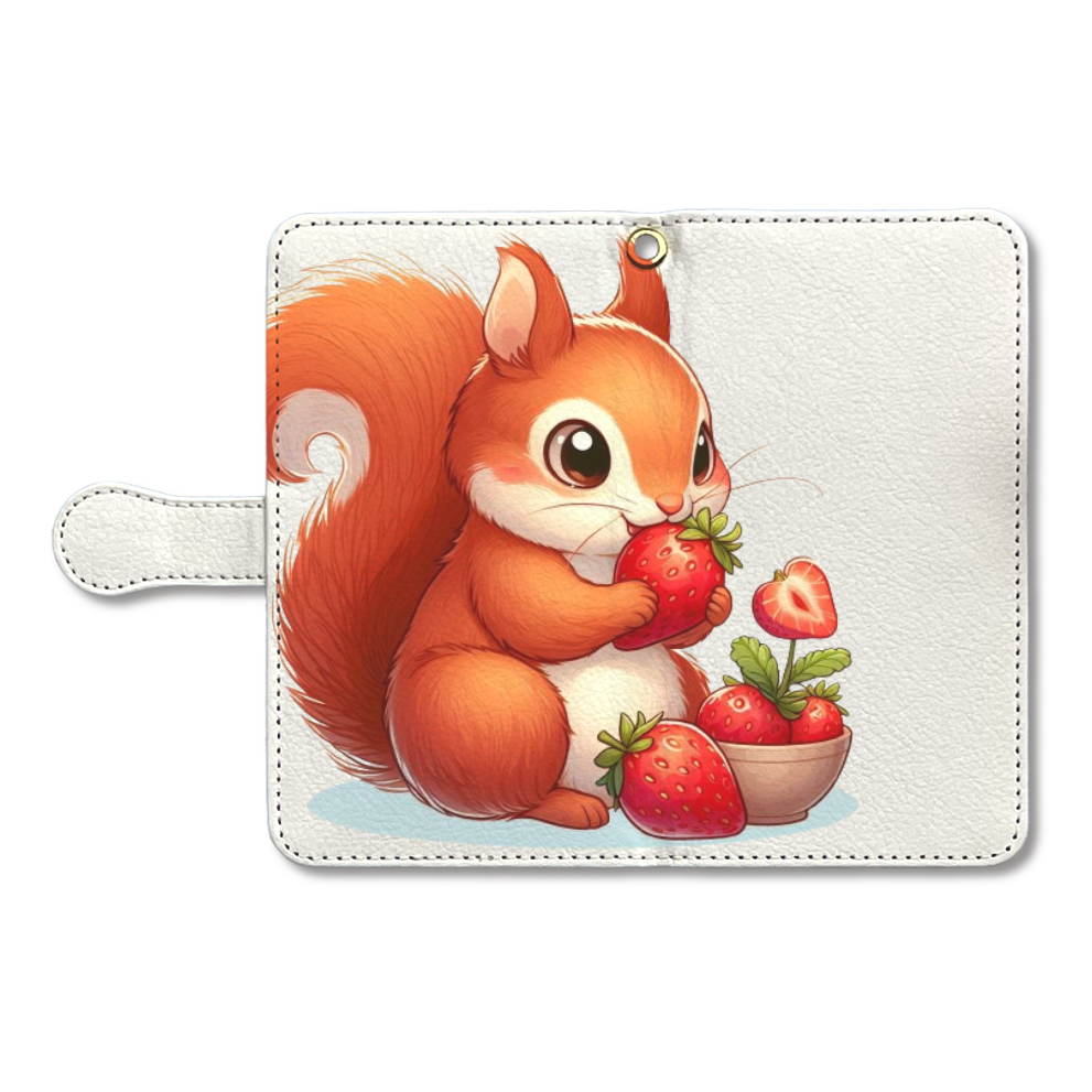 Squirrel eating strawberry（イチゴを食べるリス）