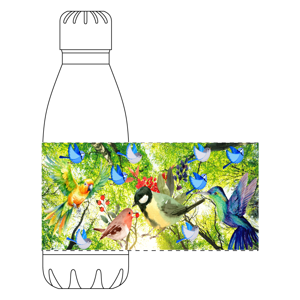 森の中の自然の中で美しい鳥たちが舞っています