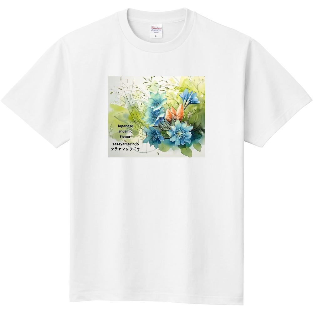 タテヤマリンドウTシャツ 日本固有花 Japanese endemic flower Tateyamarindo Tshirt