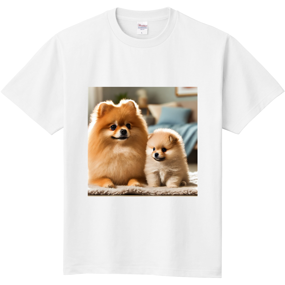 ポメラニアンの親子（定番Ｔシャツ）|オリジナルTシャツのUP-T