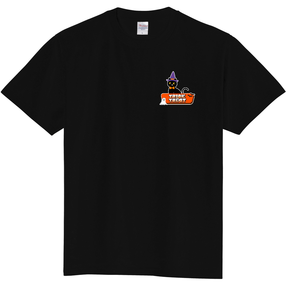 ハロウィン ウイッチーな黒猫ちゃん ワンポイント 半袖 ブラック 