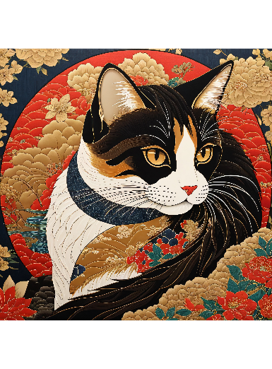 和柄蒔絵三毛猫（ねこちゅうしんの定番Tシャツ）|オリジナルT